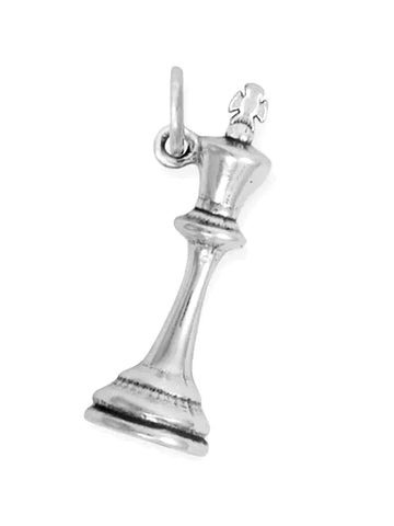 Chess Piece King Charm 3D Sterling Silver