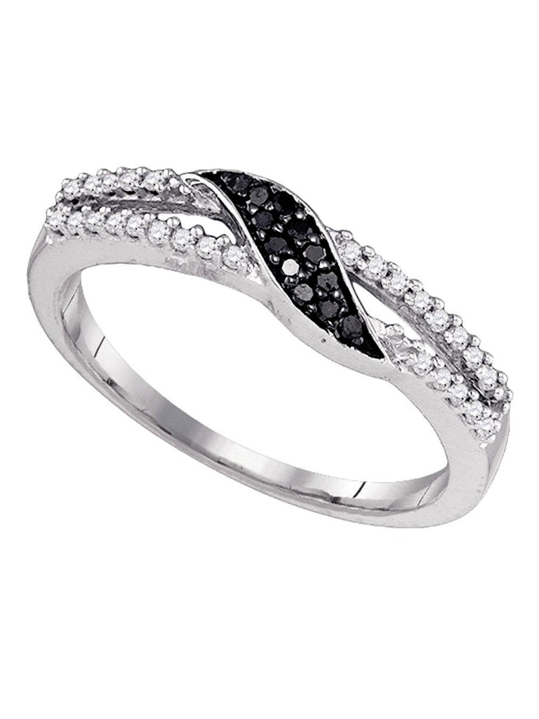 Black and White Diamond Band Ring 10k White Gold 40 Diamonds