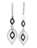 10k White Gold Marquise 1/2 Carat Diamond Hoop Earrings with Removable Dangle