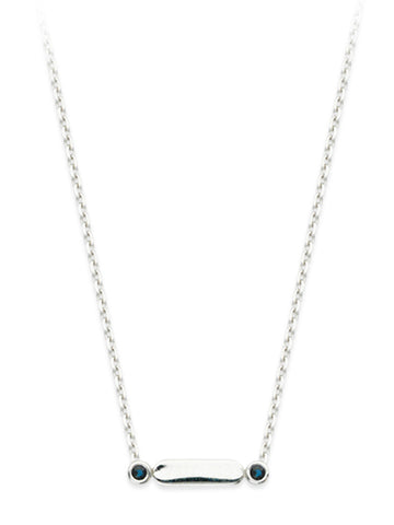 14k White Gold and Sapphire Bar Design Necklace