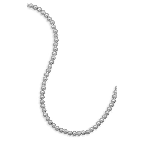 Sterling Silver Bead Necklace 6mm Width Made in the USA