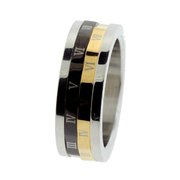 AzureBella Jewelry Roman Numeral Mens Spin Ring Tri-Tone Size 10 AzureBella Jewelry Roman Numeral Mens Spin Ring Tri-Tone Size 10
