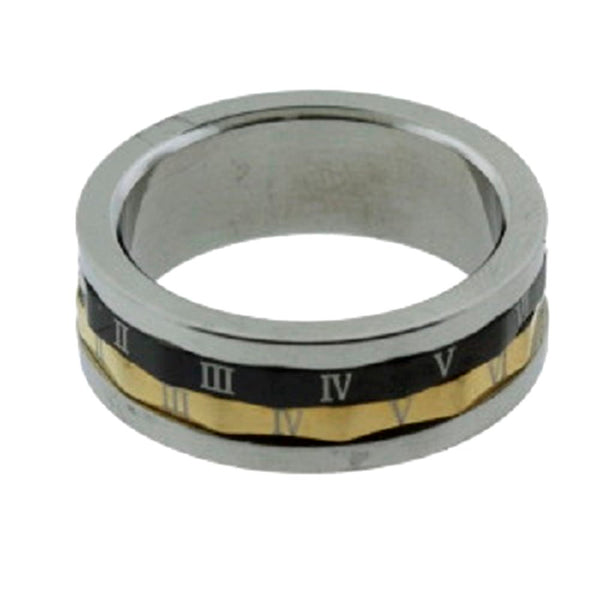 AzureBella Jewelry Roman Numeral Mens Spin Ring Tri-Tone Size 10 AzureBella Jewelry Roman Numeral Mens Spin Ring Tri-Tone Size 10