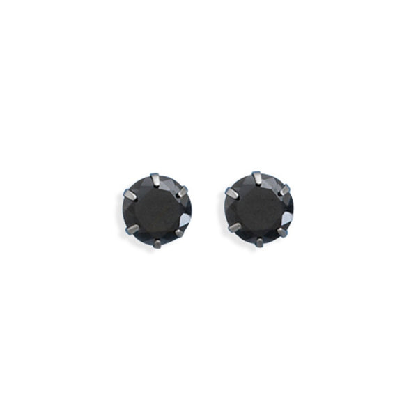 Black Stud Earrings 317L Surgical Stainless Steel 7mm Black Cubic Zirconia Black Stud Earrings 317L Surgical Stainless Steel 7mm Black Cubic Zirconia