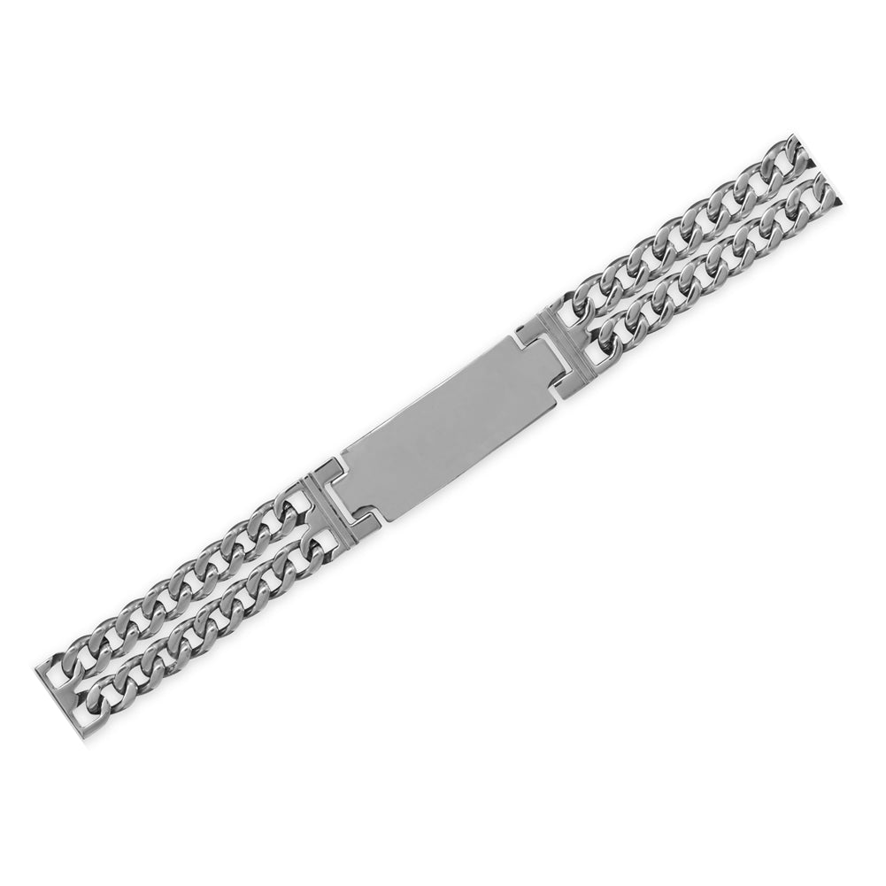 Wildfire Fashion Men's ID Bracelet with Curb Chain Double Strand