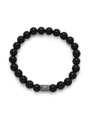 AzureBella Jewelry Black Bead Stretch Bracelet with 8mm Beads Mens Womens