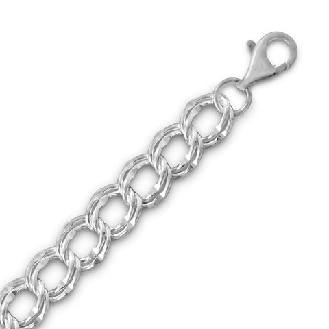 Sterling Silver Extra Large Charm Chain Bracelet with Lobster Clasp