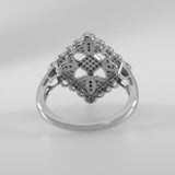 Blue and White Diamond Ring Quilt Pattern 10k White Gold 1/4 CTW