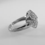 Genuine Diamond Heart Ring with Scroll Design Rhodium on Sterling Silver