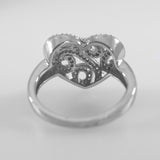 Genuine Diamond Heart Ring with Scroll Design Rhodium on Sterling Silver