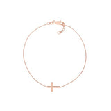 14k Rose Gold Sideways Cross Bracelet Adjustable Length