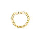 14k Yellow Gold Curb Chain Ring with Genuine Diamond, size 8