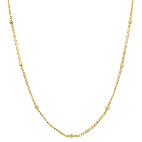 Gold-plated Silver Satellite Station Chain Choker Necklace Adjustable