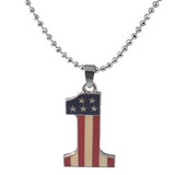 AzureBella Jewelry Number One Red White and Blue Necklace with Facet Bead Chain