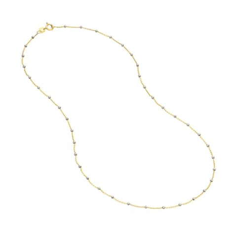 14k Gold Two-tone Satellite Chain Necklace 1.8mm, 20-inch Length