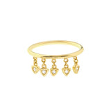 14k Yellow Gold Diamond Ring with Five Triangle Charms