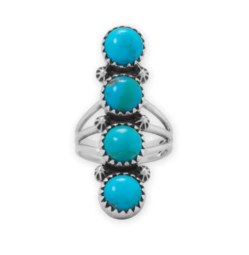 Reconstituted Turquoise Ring Cascades Design Sterling Silver - Handmade