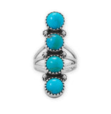 Reconstituted Turquoise Ring Cascades Design Sterling Silver - Handmade