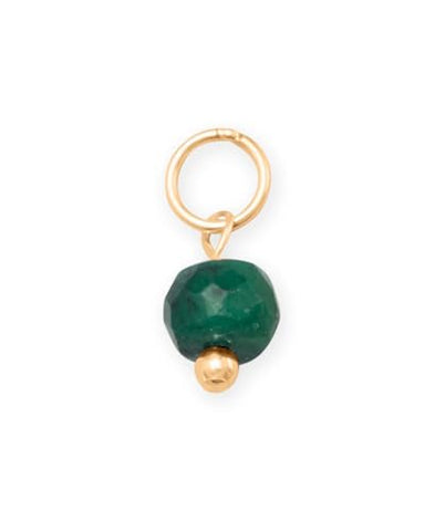 AzureBella Jewelry 14k Gold-Filled Green Dyed Emerald Corundum May Birthstone Bead Charm