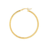 14k Yellow Gold Hoop Earrings with Square Edge Diamond-cut