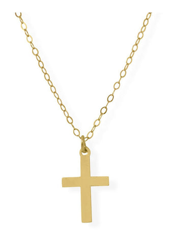 14k Gold-filled Small Cross Necklace 13-inch Length Adjustable