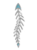 Synthetic Turquoise Fishbone Design Pendant Rhodium-plated Silver