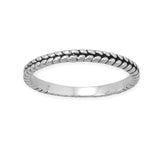 AzureBella Jewelry Wheat Design Stacking Band Ring Rhodium on Sterling Silver with Oxidized Finish