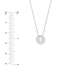 14k White Gold Cut-out Cross Disk Necklace on Rope Chain Adjustable Length