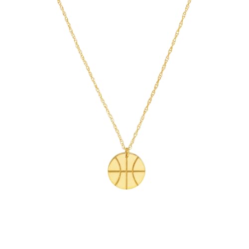 14k Yellow Gold Mini Basketball Pendant Necklace