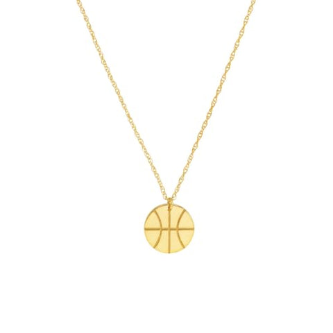 14k Yellow Gold Mini Basketball Pendant Necklace