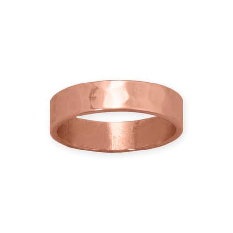 Hammered Copper Band Ring 4.7mm Width - Made in the USA