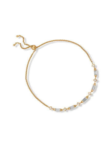 Bolo Bracelet with Clear Cubic Zirconia 14k Gold-plated Silver