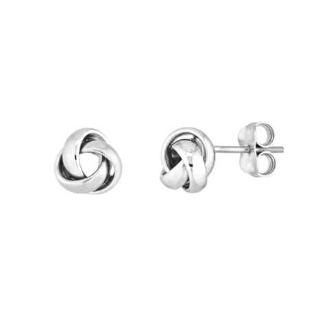 Love Knot Stud Earrings Rhodium on Sterling Silver