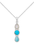 Rainbow Moonstone, Turquoise, and Larimar Necklace Sterling Silver