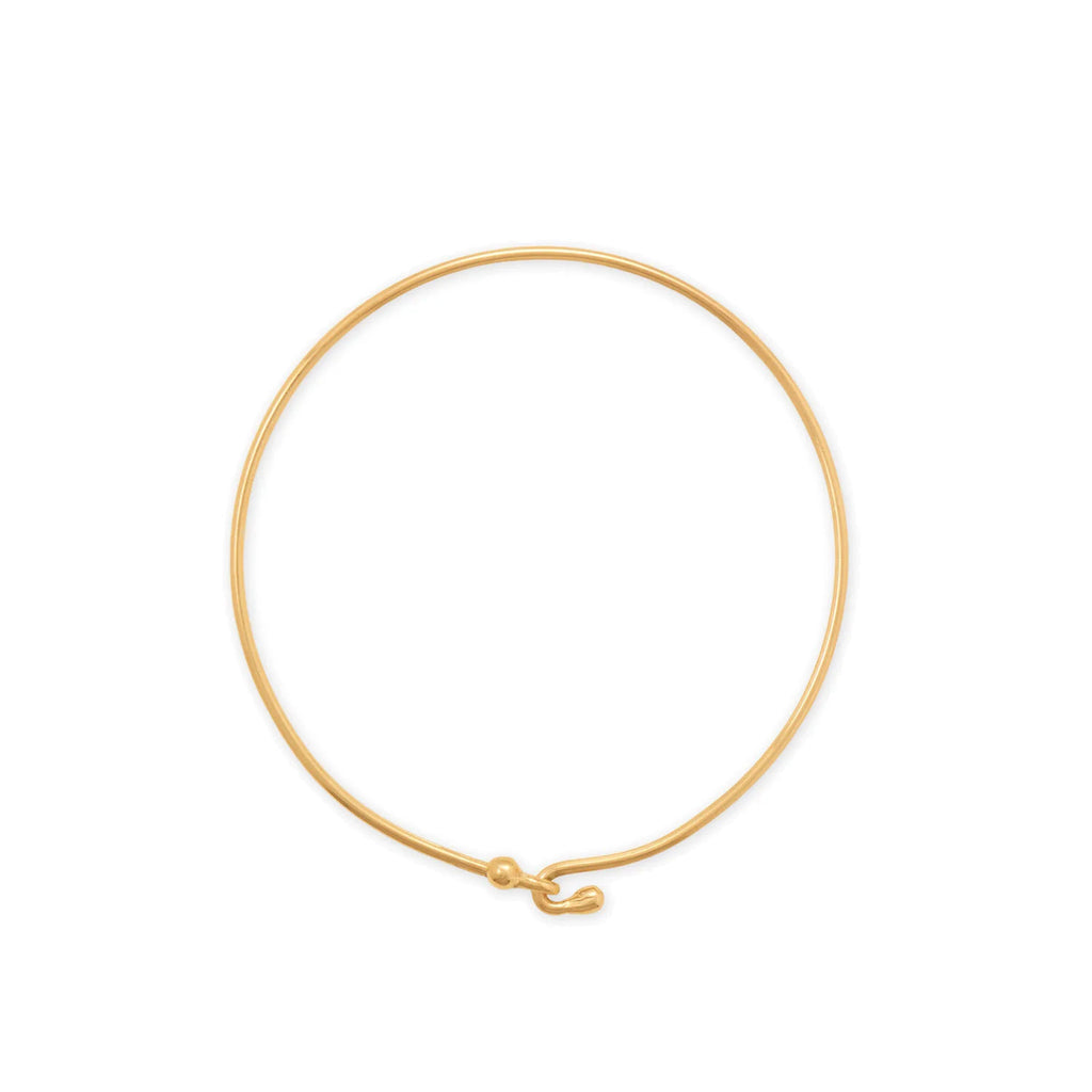 Bangle Bracelet with Hook and Beaded Ends Gold-plated Sterling Silver
