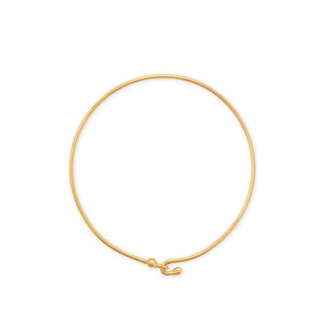 Bangle Bracelet with Hook and Beaded Ends Gold-plated Sterling Silver