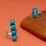 Reconstituted Blossoming Turquoise Ring Sterling Silver - Handmade