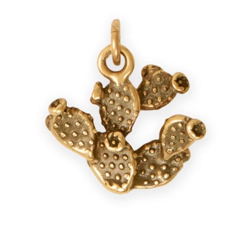 Prickly Pear Cactus Charm Gold-plated Sterling Silver