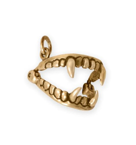 AzureBella Jewelry Teeth and Fangs Charm Antiqued Gold-plated Sterling Silver