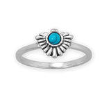 AzureBella Jewelry Imitation Turquoise Fan Design Ring Rhodium on Sterling Silver