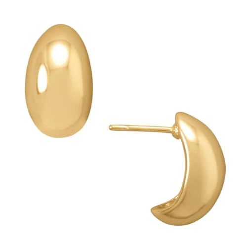 Puffy Stud Mini Half-Hoop Earrings 14k Gold-plated Sterling Silver