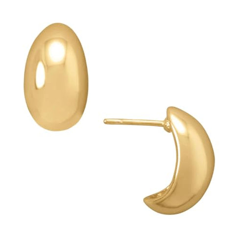 Puffy Stud Mini Half-Hoop Earrings 14k Gold-plated Sterling Silver
