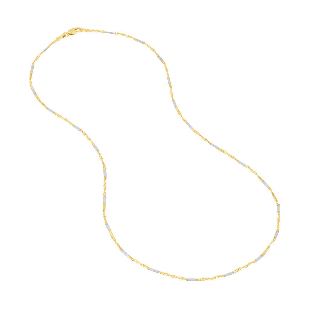 AzureBella Jewelry Two Tone 14k White and Yellow Gold Twist Chain with Bars (16)