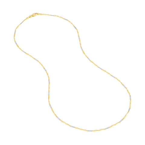 AzureBella Jewelry Two Tone 14k White and Yellow Gold Twist Chain with Bars (16)