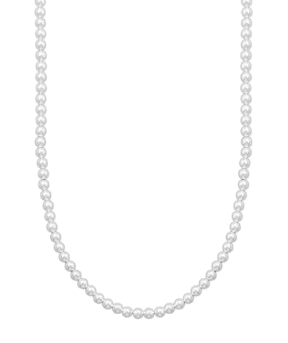 AzureBella Jewelry Sterling Silver 5mm Bead Necklace Adjustable Length