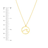 14k Yellow Gold Wave in Circle Necklace Adjustable Length