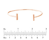 14k Rose Gold Cuff Bracelet Plain Polished With Staple Bar Ends