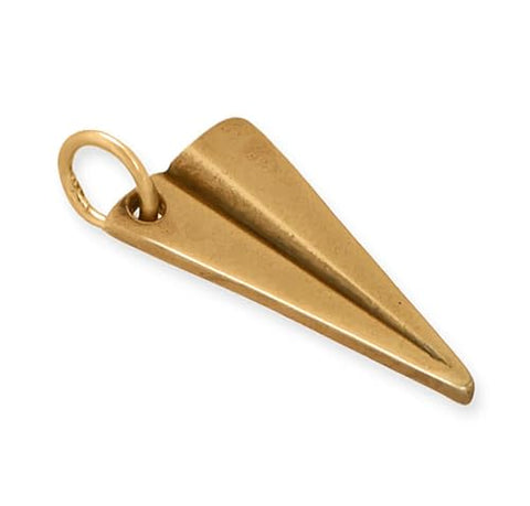 AzureBella Jewelry Paper Airplane Charm Gold-plated Sterling Silver