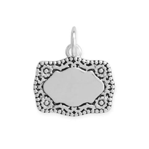 Belt Buckle Charm Oxidized Sterling Silver, Engraveable