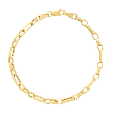 14k Yellow Gold Wide Figaro Chain Bracelet